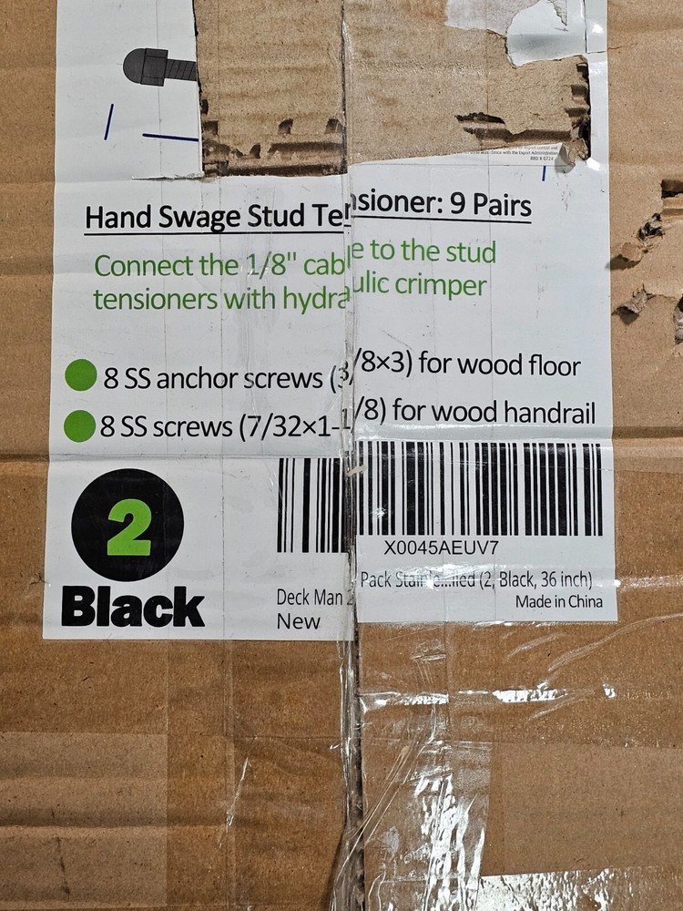 (QTY 2)Deck Man 36" Outboard Adjustable-Angle Stainless Steel Cable Railing Post