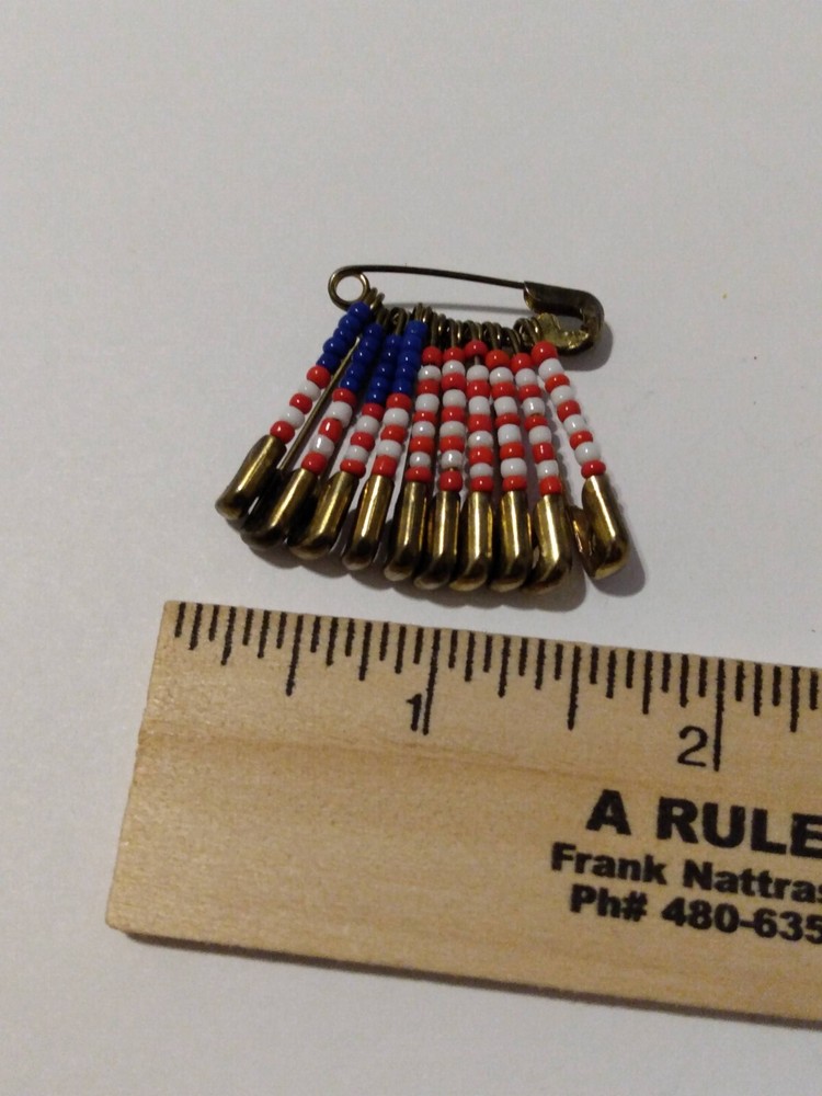 Patriotic Flag Beaded Lapel Safety Pin