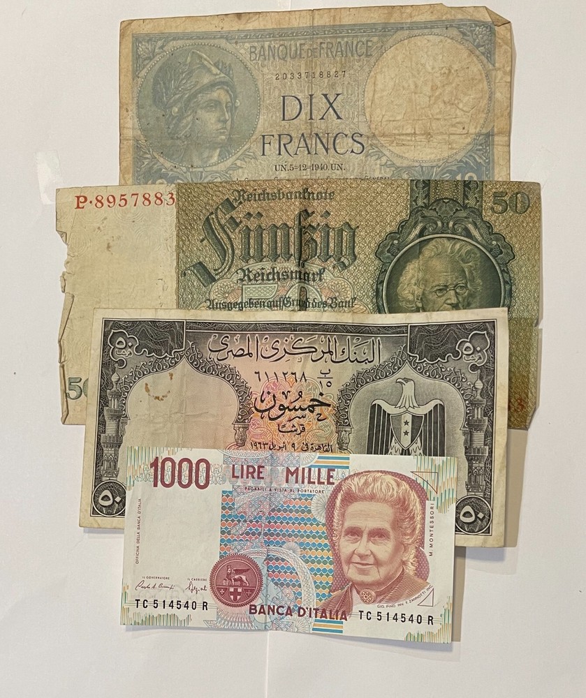 Old Foreign Currency (#607) 12 different lower grades.  Some with problems nice
