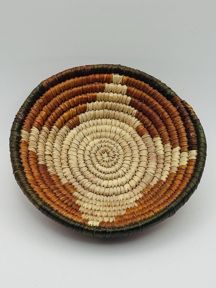 Handcrafted Rustic Coiled Rope Basket Fall Decor 4.5”