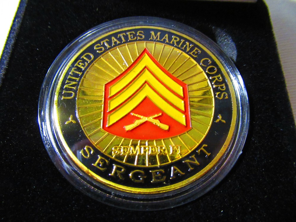 US MARINE CORPS " SERGEANT " Challenge Coin w/ Presentation Box
