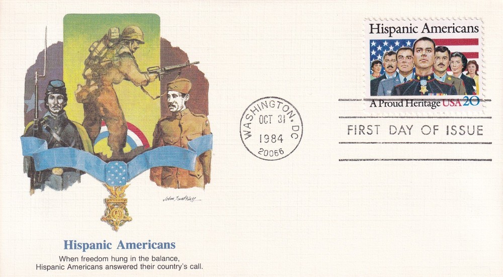 STAMP US SCOTT 2103 "Hispanic Americans" 20 CENT 1984 POSTCARD FDC - D
