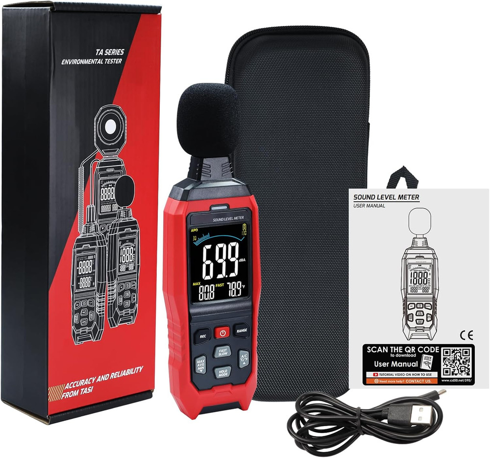Sound Level Meter Data Logger Decibel Meter with Record Function, Portable Noise