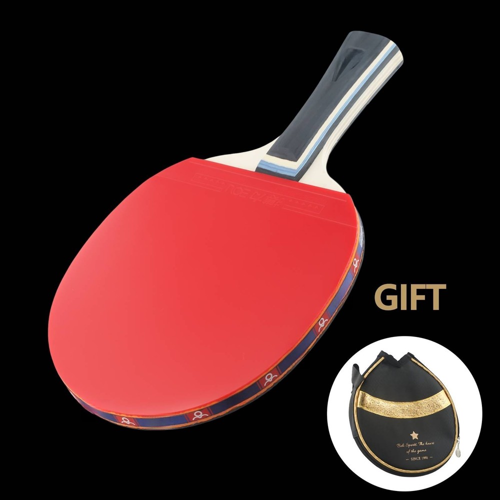 Bat Table Tennis Racket Long Handle Reverse Glue Strong Spin Wood+Rubber