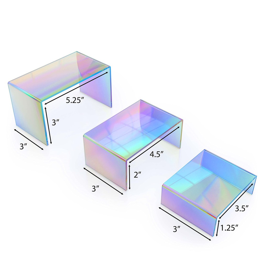 Rainbow Iridescent Acrylic Display Risers (Set of 6)