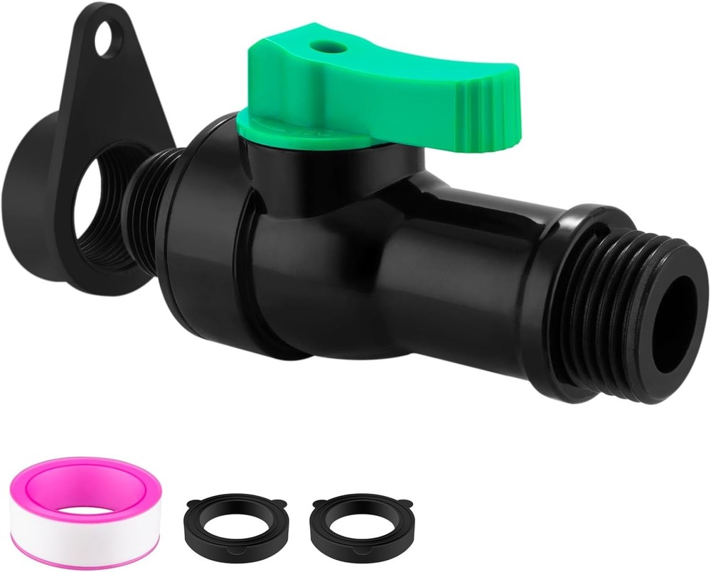 Rain Barrel Spigot Kit with High Flow Valve No Inside Access Needed,External Ins