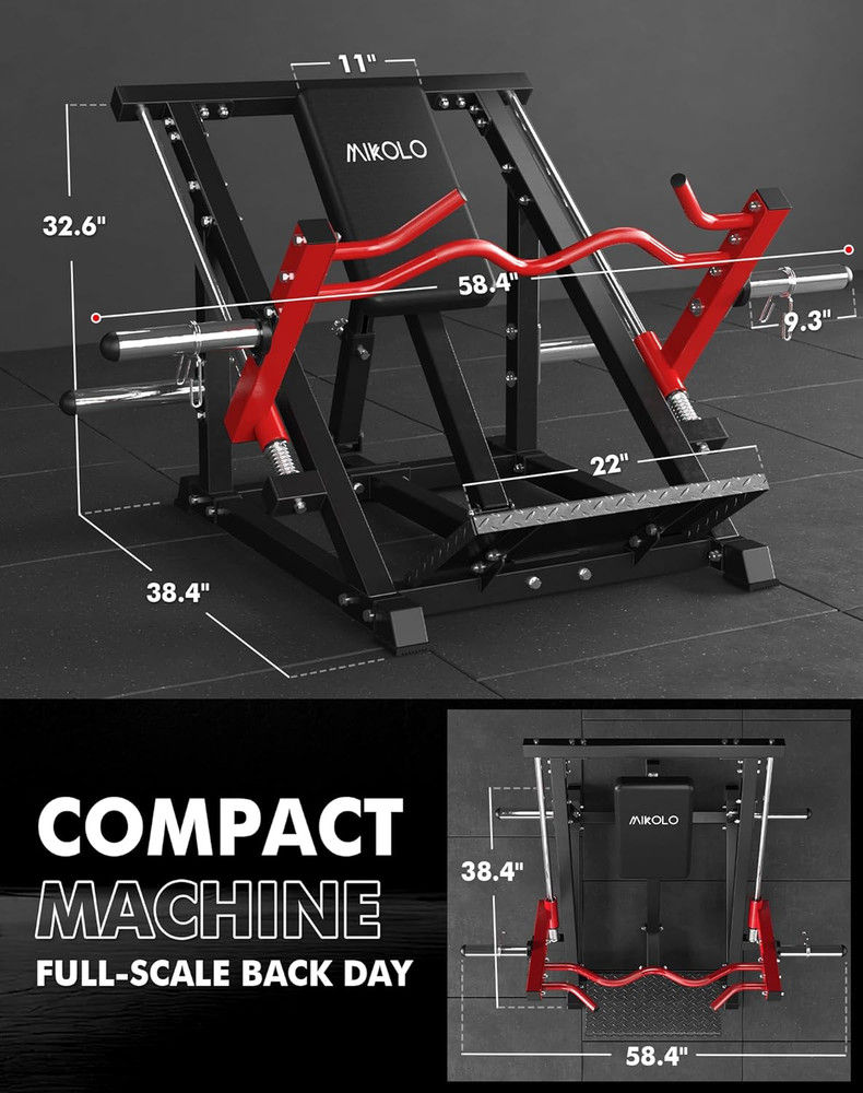 Mikolo Linear Row Machine, Back Workout Machine for Home Gym, Plate-Loaded Back