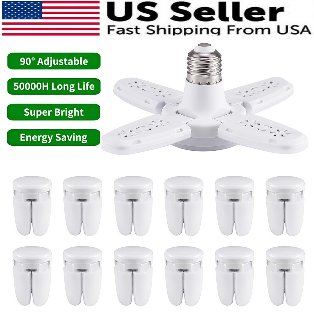 Lot LED Garage Light Bulb Deformable Ceiling Fixture Lights E27 Workshop Lamp US