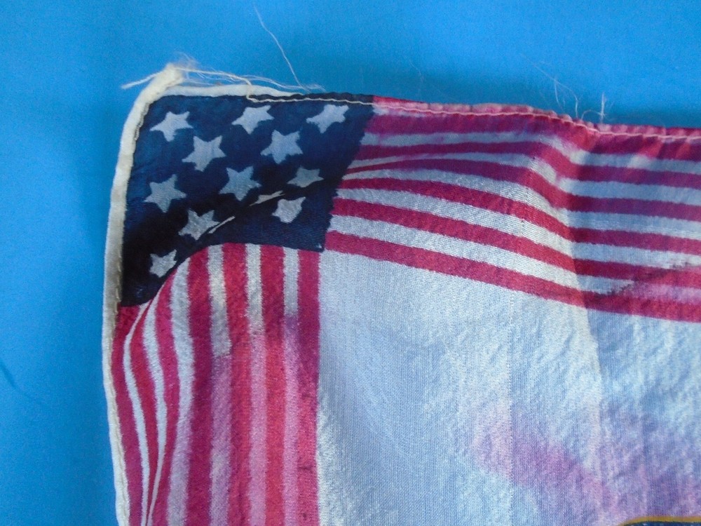 WWI patriotic handkerchief, "JUST HELLO"
