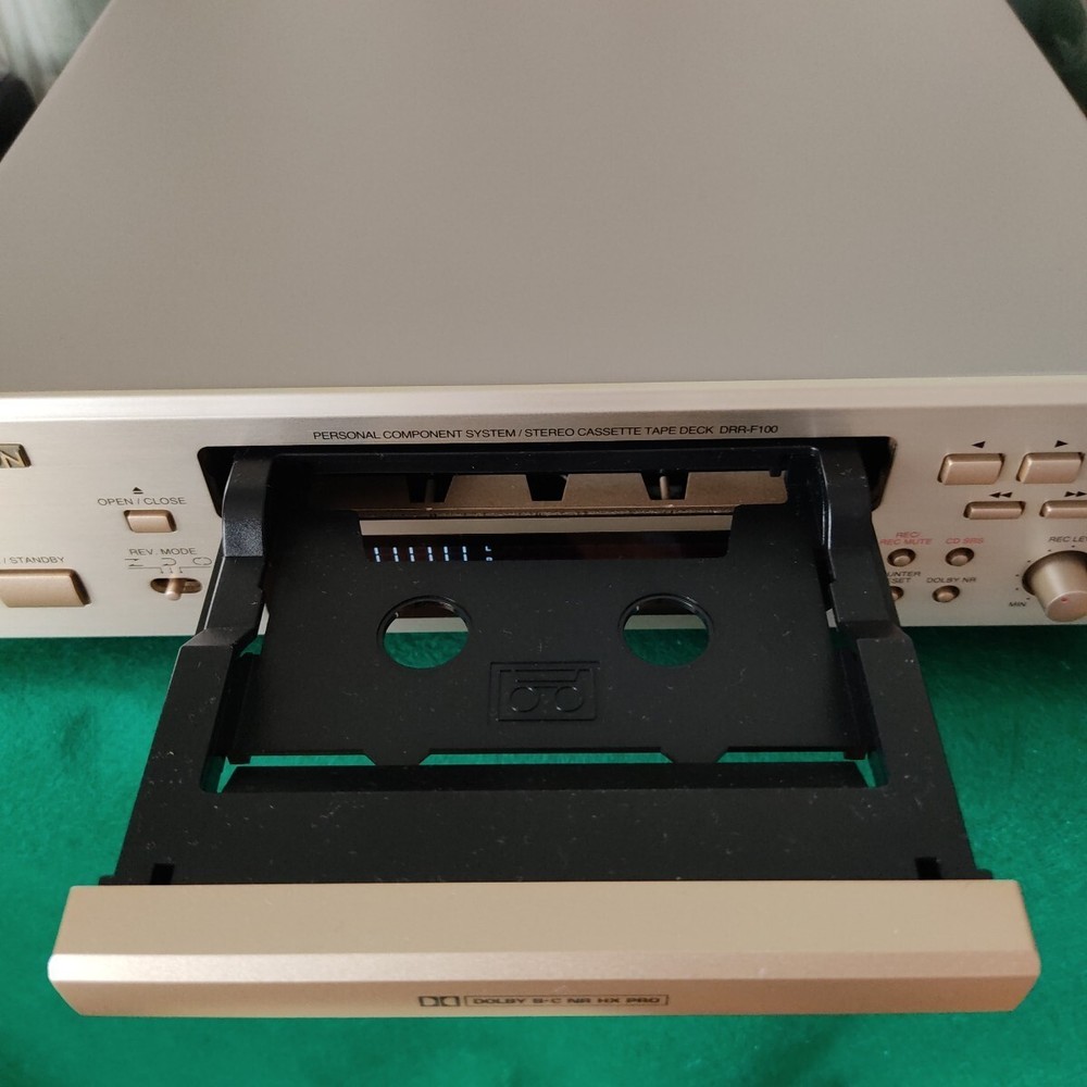 DENON DRR-100 Silver Compact Stereo Cassette Deck Auto Reverse F/S