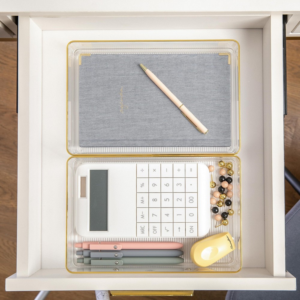 Kerry Plastic Stackable Office Desk Drawer Organizers, 9" x 6", 3 Pack, with ...