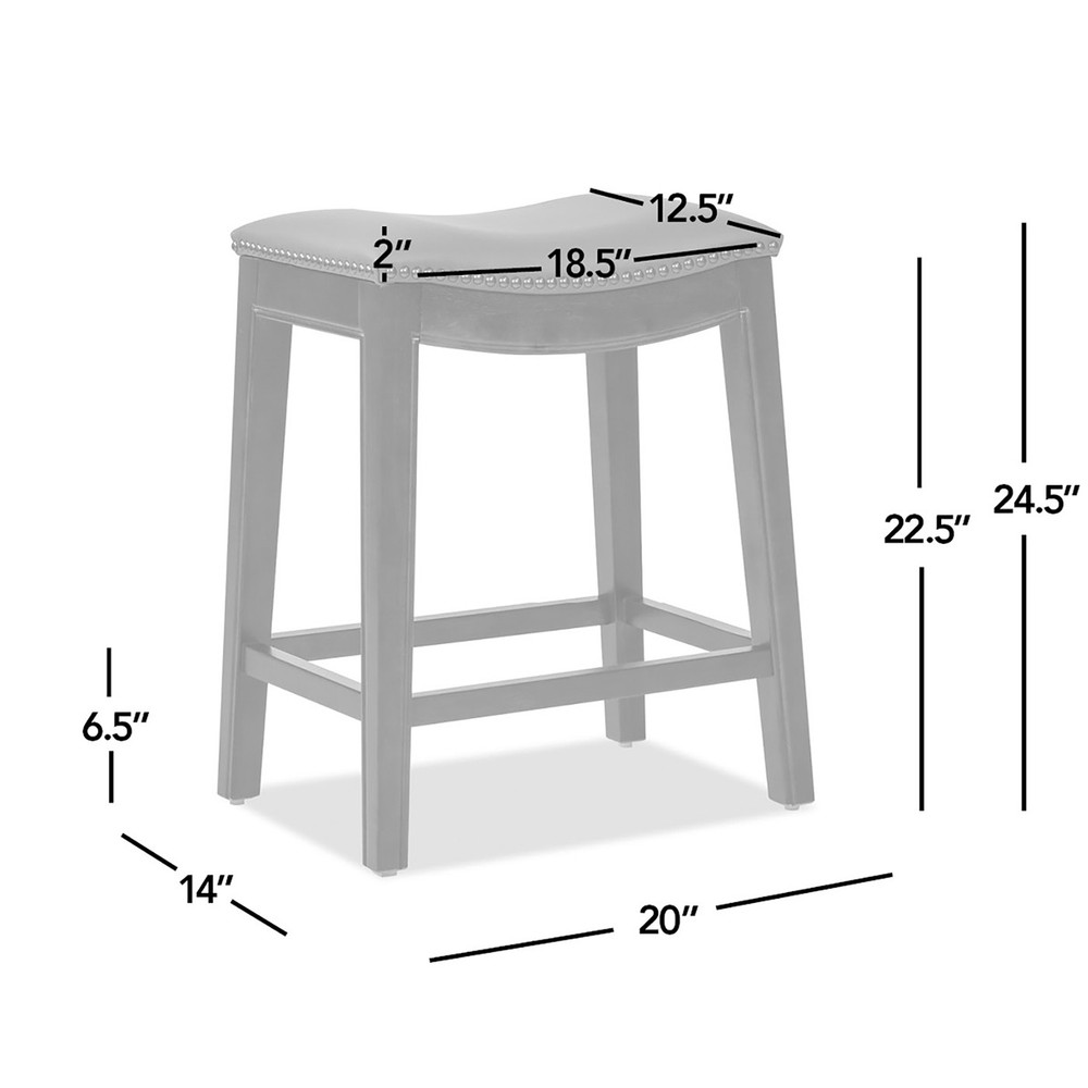 Barlow 24.5" Top Grain Leather Backless Saddle Counter Stool