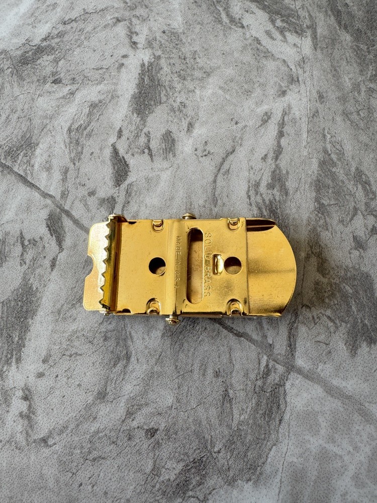 USN E-7 Vanguard Anchor Solid Brass Gold Plated Belt Buckle