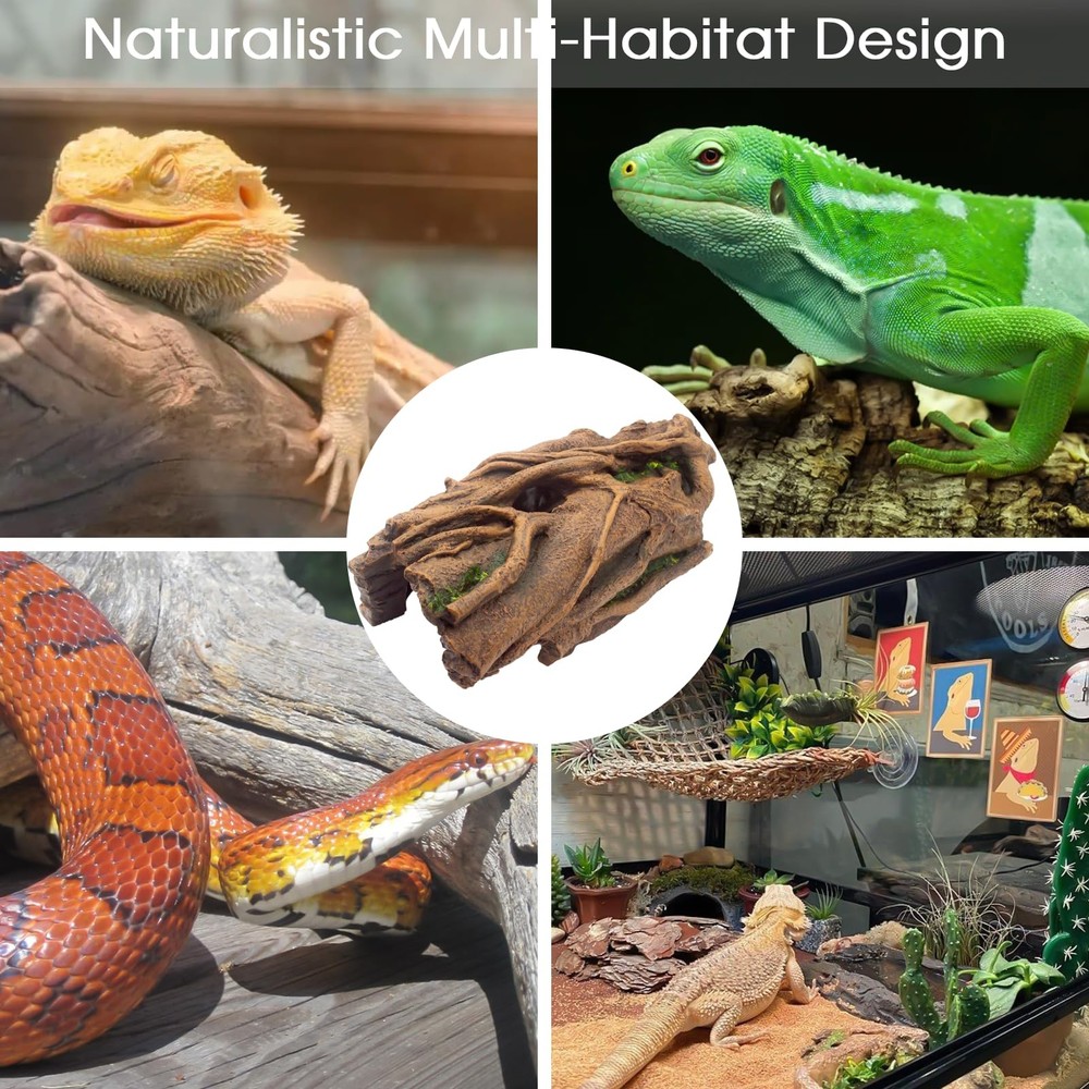 Lizard Snake or Reptile Hide, Large Hollow Log Snake Hideout for Ball Python ...