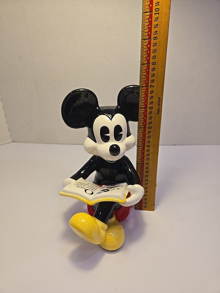 Vintage Disney Ceramic Mickey Mouse Sitting Reading Figurine Read