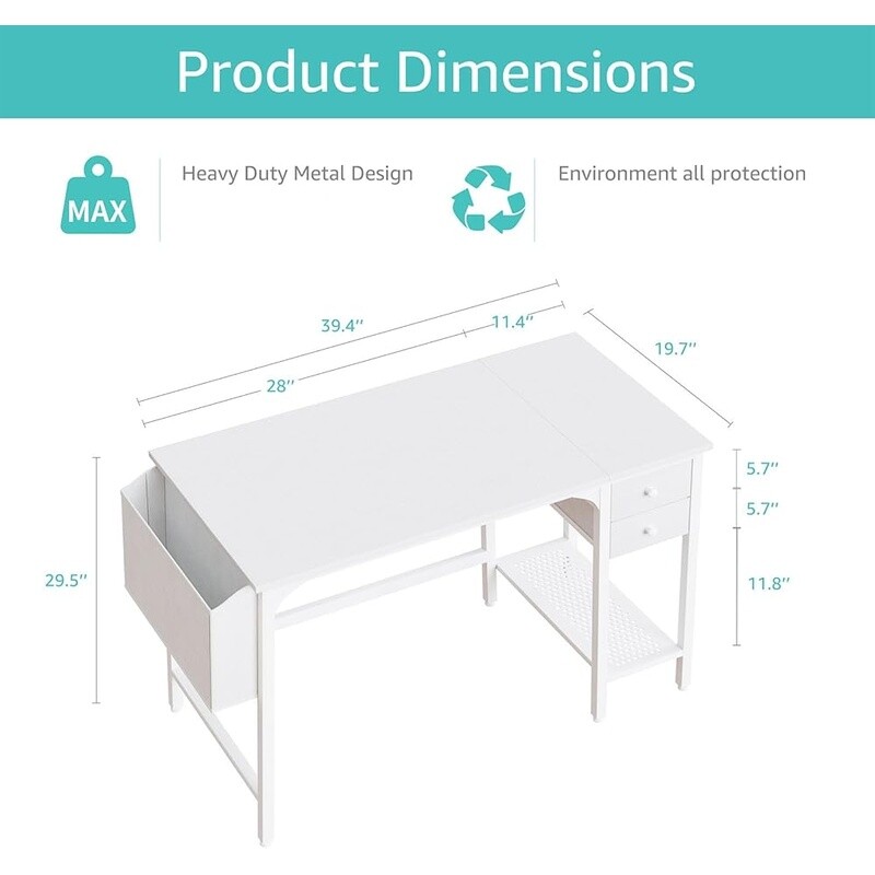 Small Computer Desk W/ Drawers Modern Study Writing Table Home Office Workspace