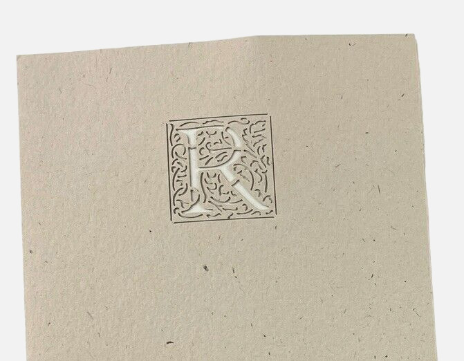 Hallmark Blank Note Cards Monogram Letter R Scrollwork Beige Sand Elegant