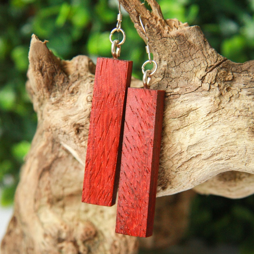 Handmade Padauk Wood Earrings