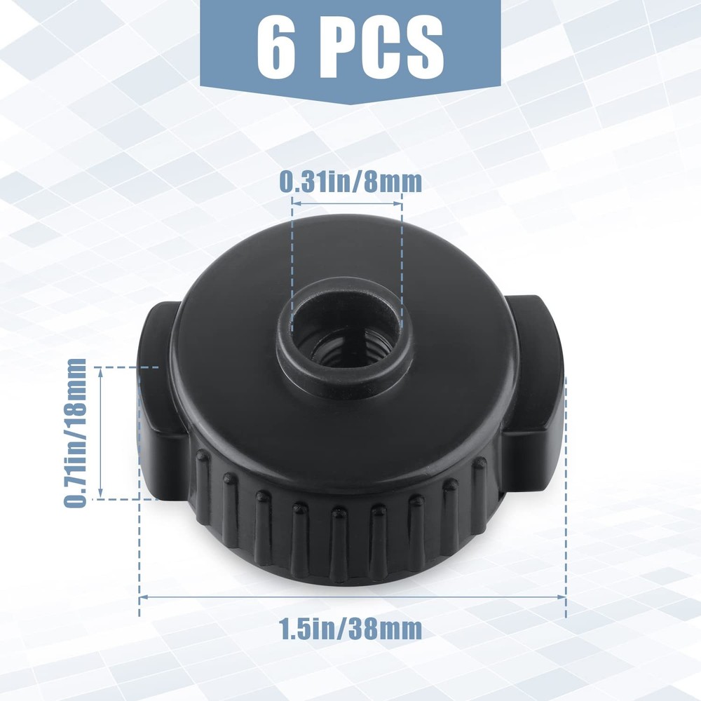 6pcs Quick Release Cymbal Nuts, 8mm Mate Nut Black Plastic