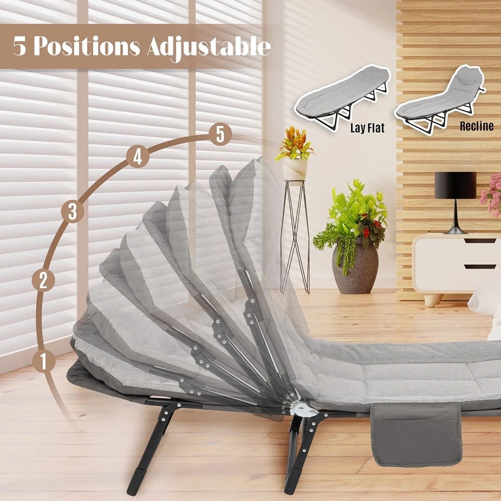 Portable Camping Cot with Mattress, Foldable Padded Sleeping Cot