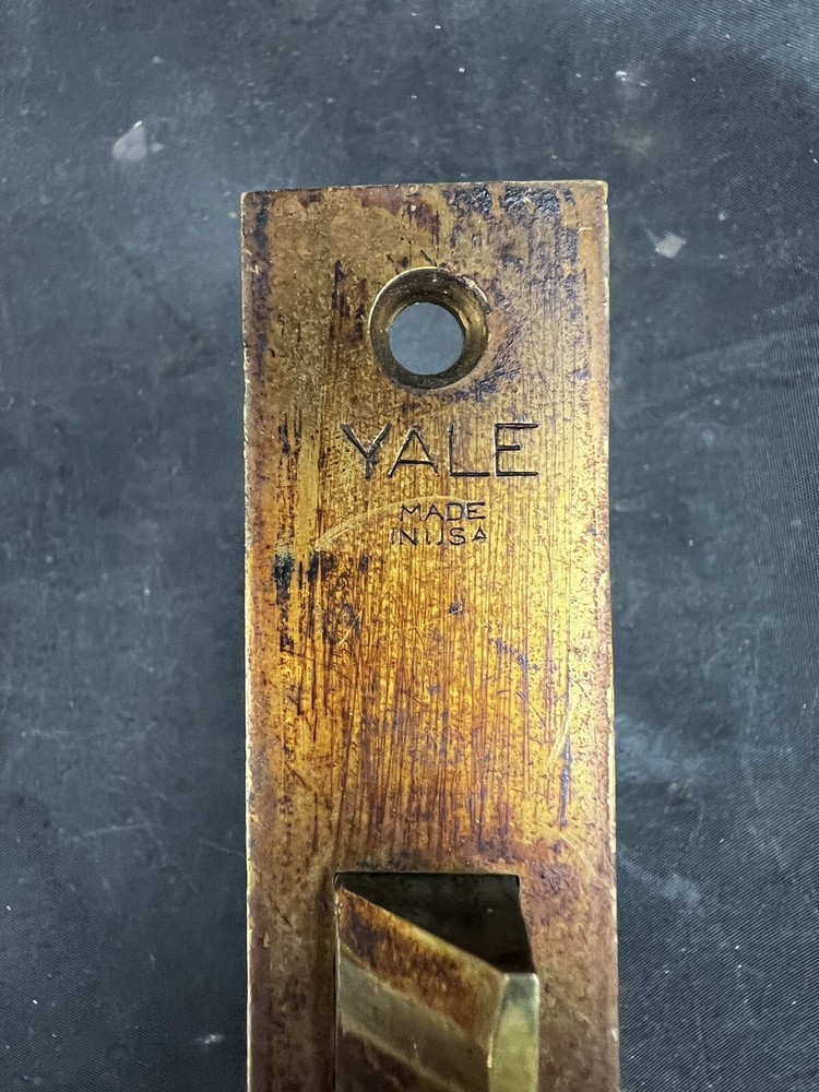Art Deco Yale Lynate Bronze Passage Set Knobs, Plates, Mortise