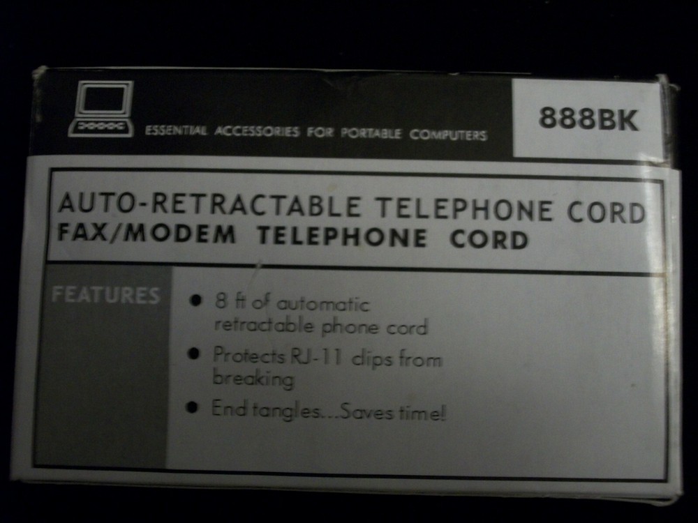 8 FT AUTO-RETRACTABLE TELEPHONE FAX / MODEM CORD LUCENT TECHNOLOGIES-$1