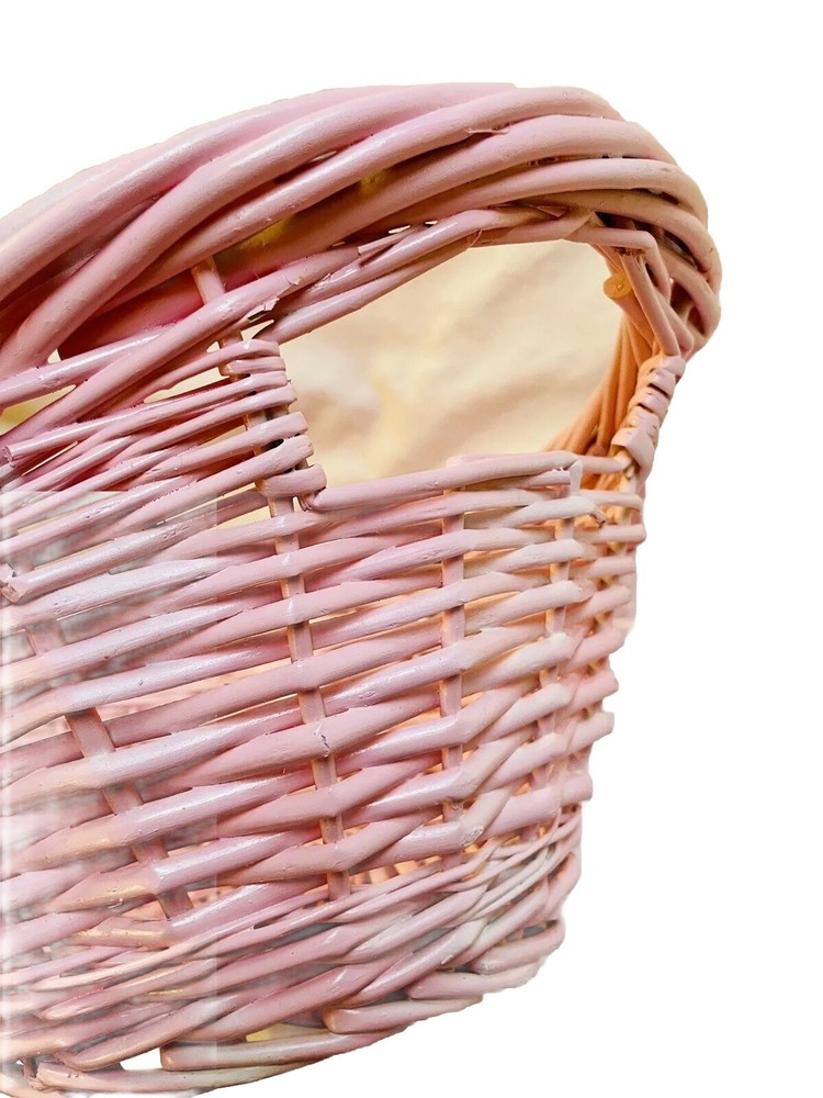 Oval Willow Pink Basket Wicker Easter Woven Tabletop Fruit Kitchen Decorative XL