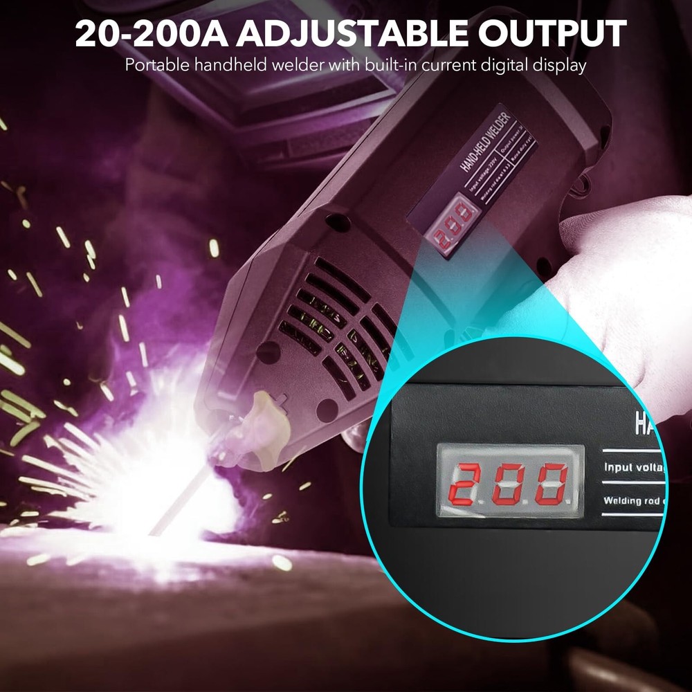 TRQWH 200Amp Portable Handheld MMA Welder Machine 110V with Toolbox