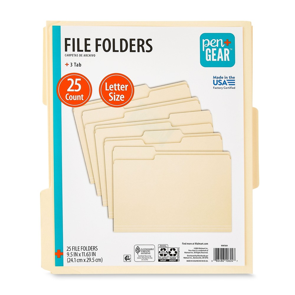 Manila File Folders, Letter Size, 25 Count