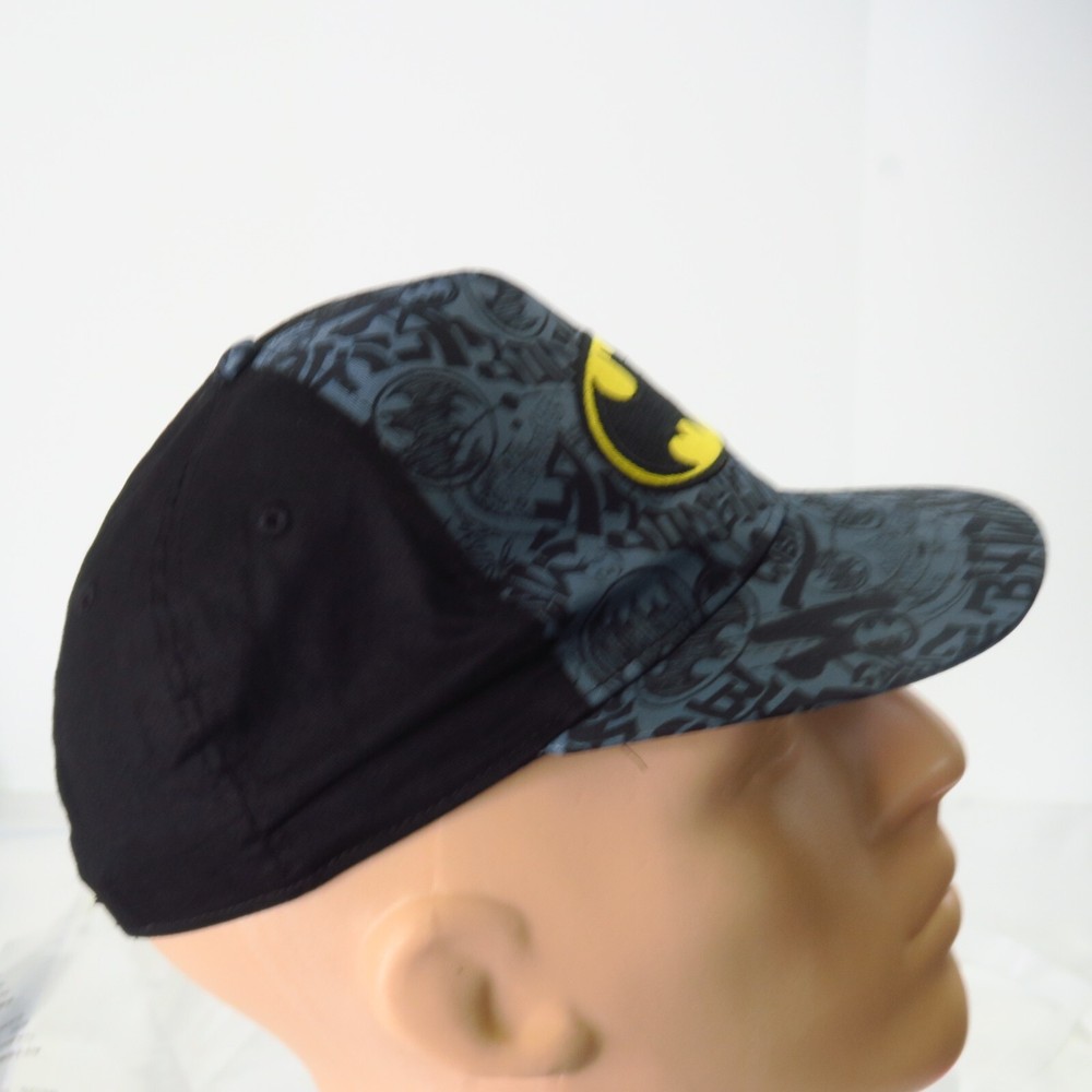 DC Comics Batman Black Gray Graphic Bill Snapback Hat Cap Action YOUTH