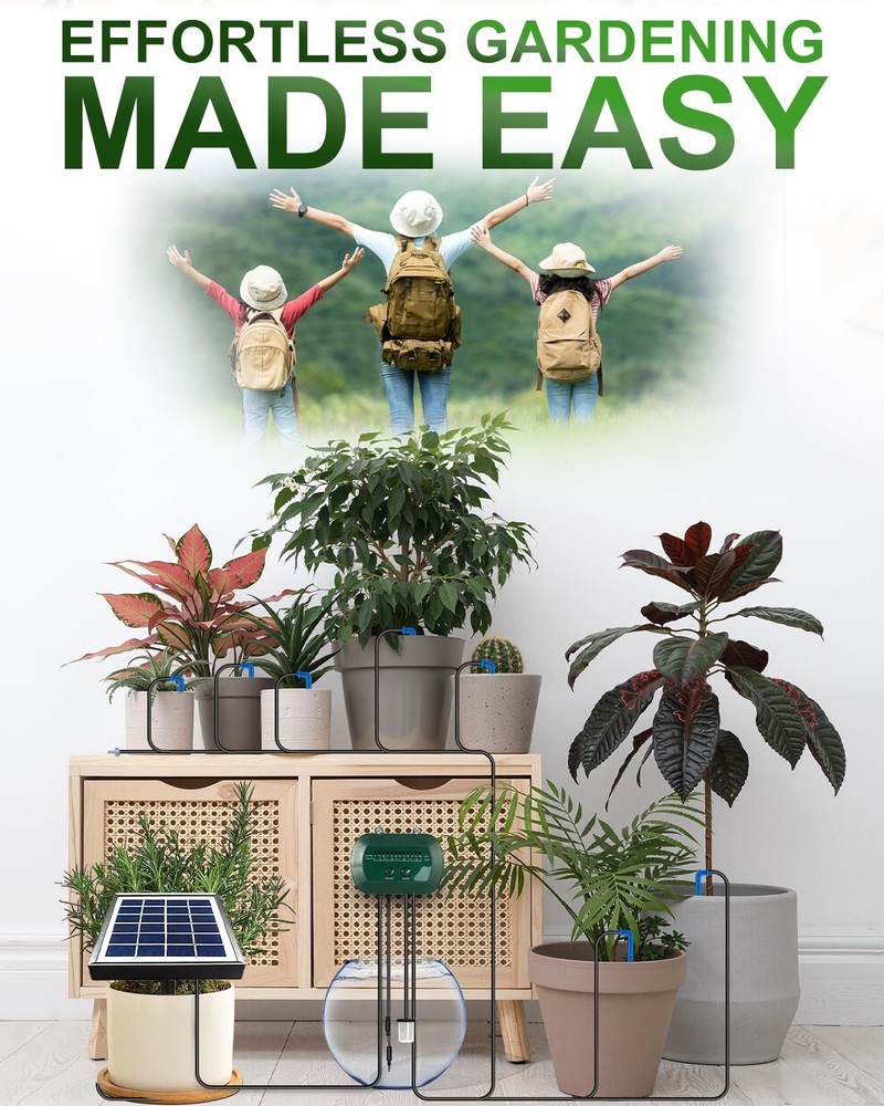 Solar Automatic Watering Kit for Plant,Automatic Drip Watering System with Timer