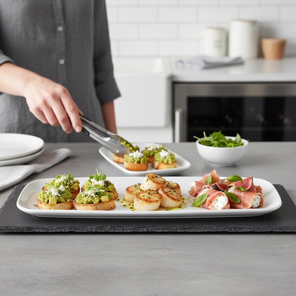 Rectangle White Serving Tray (2-Pack) - 17.5" Disposable 17.5",