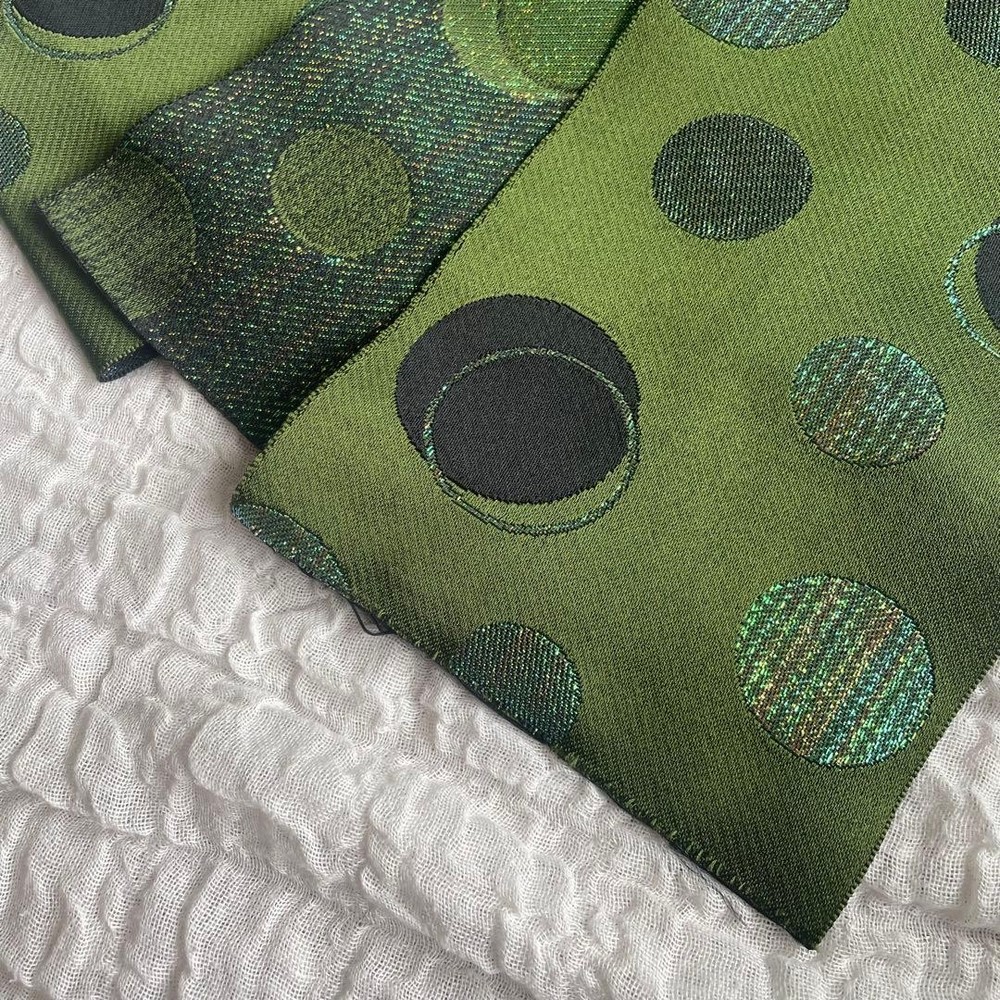 Half width band green dot polka dot bead polarized glitter reversible matcha