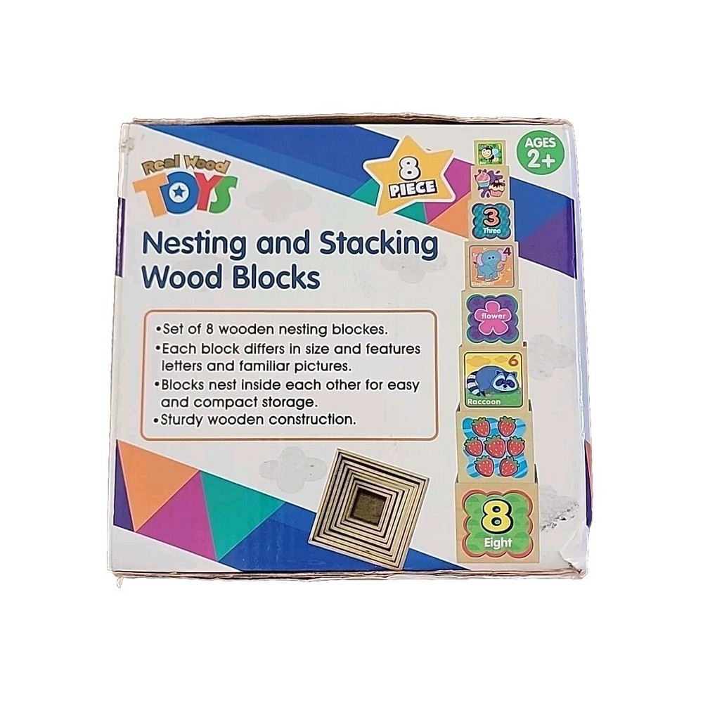 Real Wood Toys Nesting And Stacking Wood Blocks Develops Numeracy Sealed