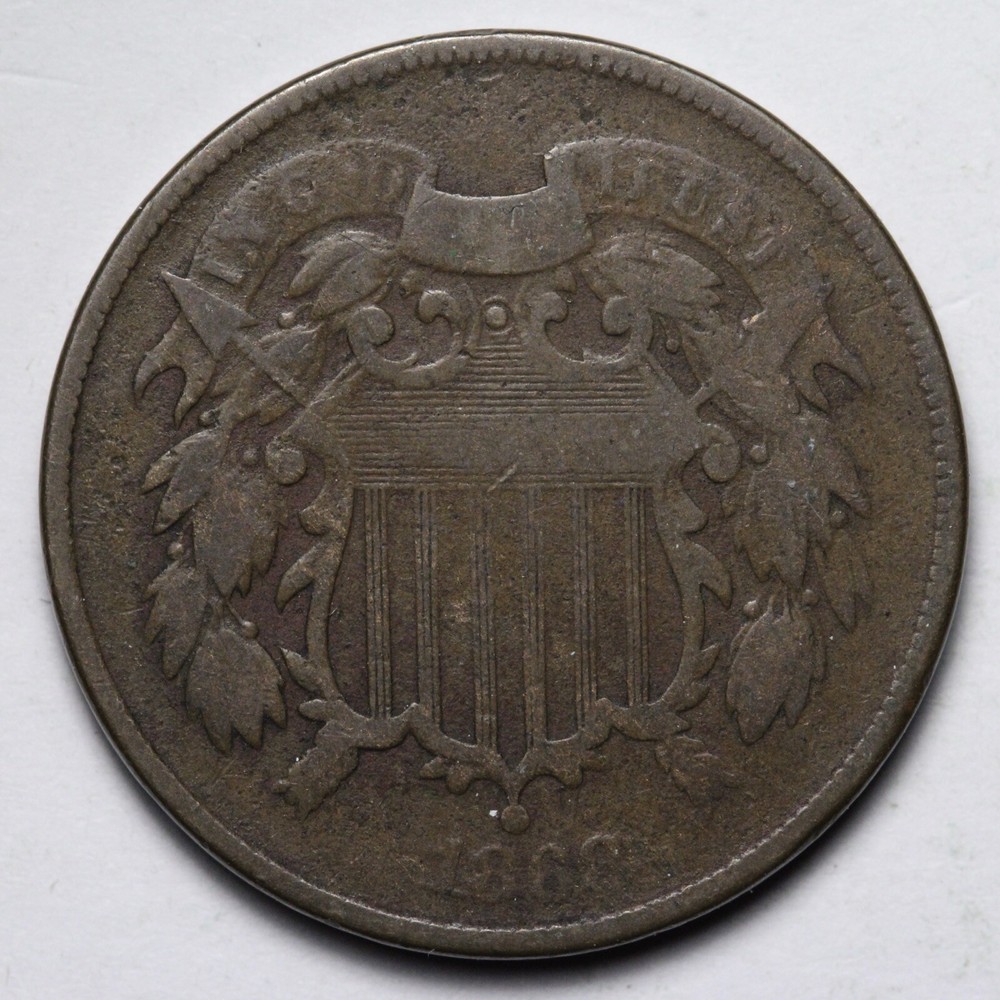1868 Two Cent Piece VG E133 JICK