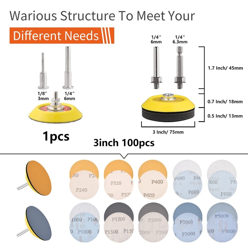 3 inch Drill Polishing Kit Buffer Sanding Attachment Car Head Light Restore P...