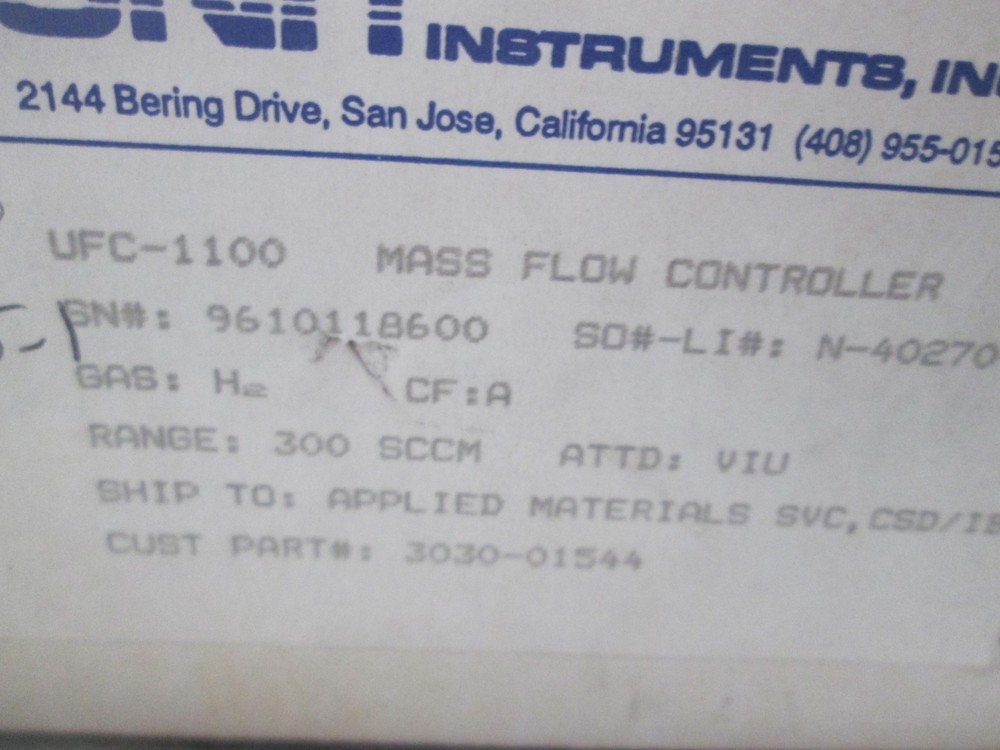 Unit, UFC-1100, Mass Flow Controller, He, 300 SCCM, New