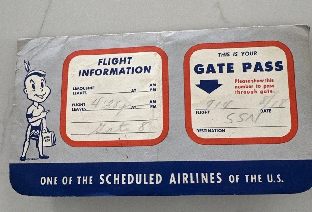 Mohawk American Airlines Tickets Holder Baggage Check Gate Pass