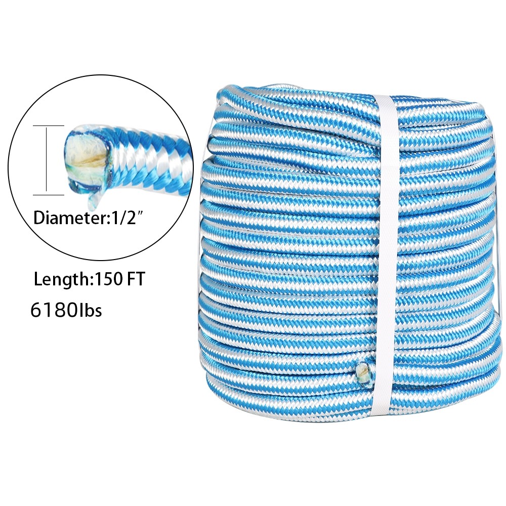 1/2" × 150' Braided Nylon Core Polyester Arborist Tree Rope 16 Strand