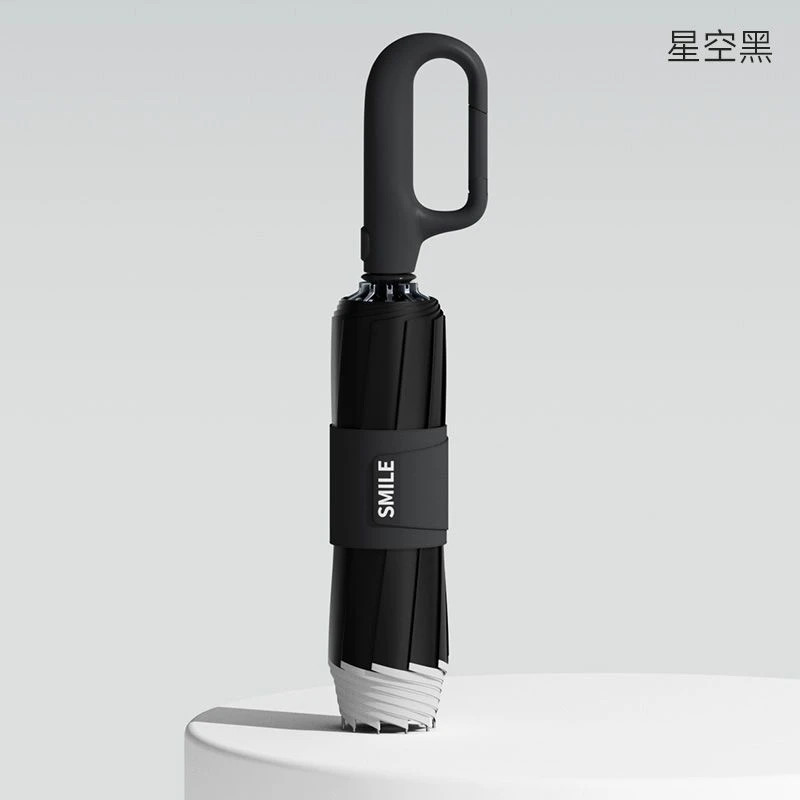 Rain or Shine Automatic Folding Umbrella, Vinyl Sun Protection Reverse