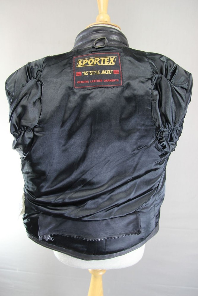 CLASSIC SPORTEX A5 BLACK LEATHER BIKER JACKET: SIZE 14