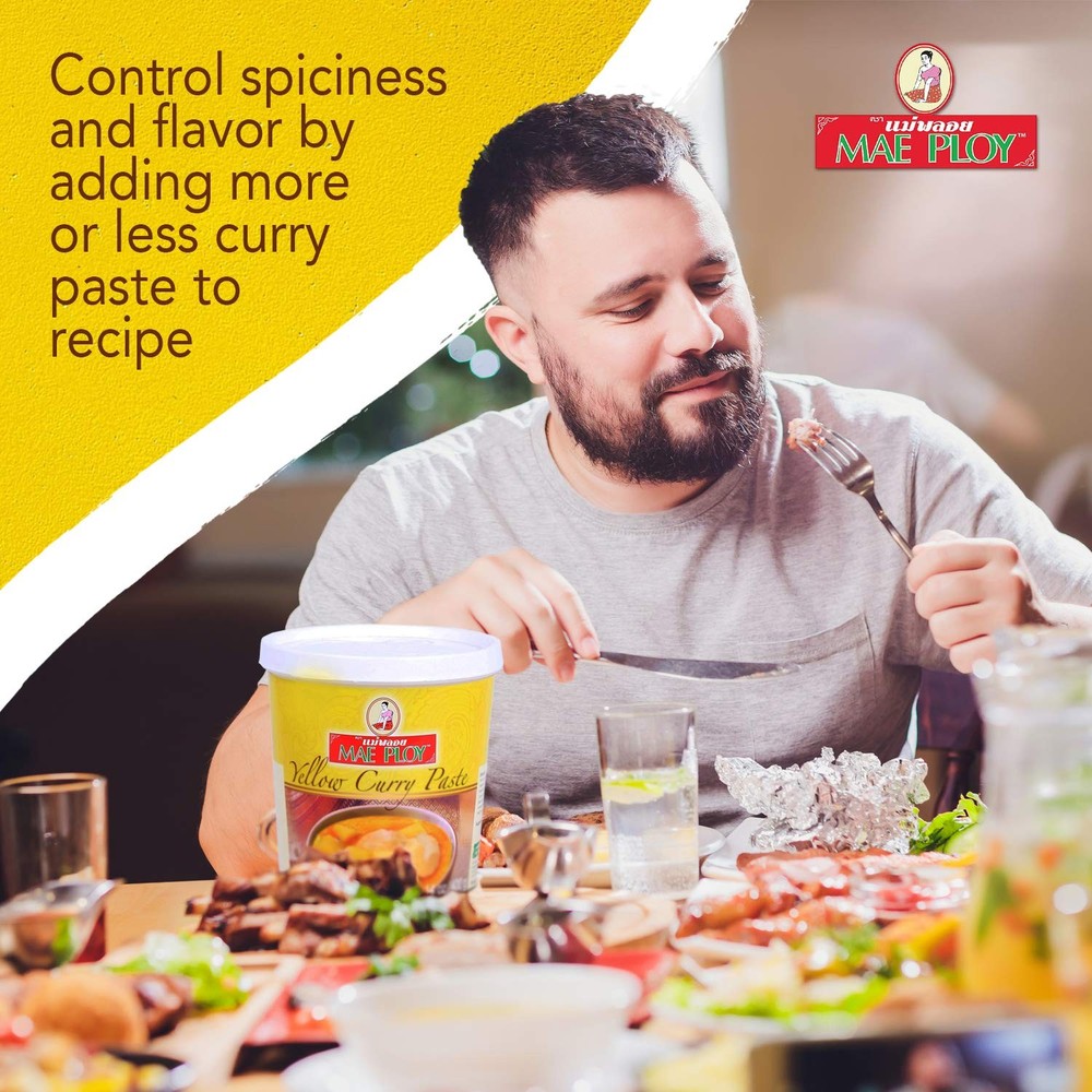 Mae Ploy Thai Yellow Curry Paste for Restaurant-Quality Curries Aromatic Blend