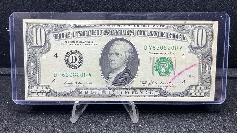 2 1969-A $10 FRN Consecutive Serial Numbers Errors with BEP rejection marks Z270
