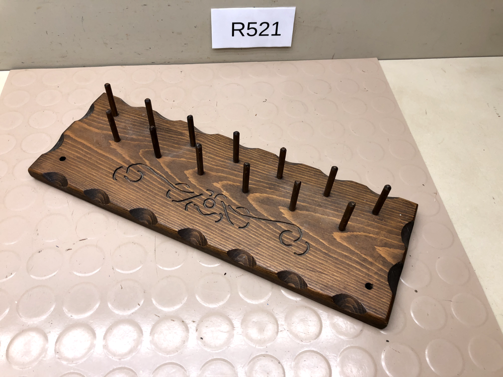 Vintage Thread Spool Holder Wall Hanging Wood Rack