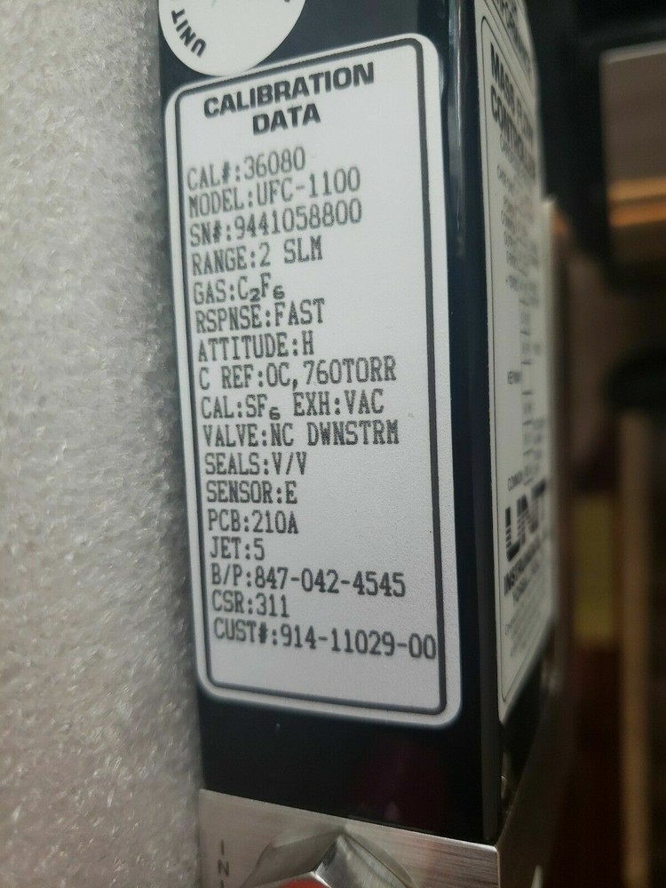 Unit Instruments UFC-1100 High Performance Mass Flow Controller 2 SLM