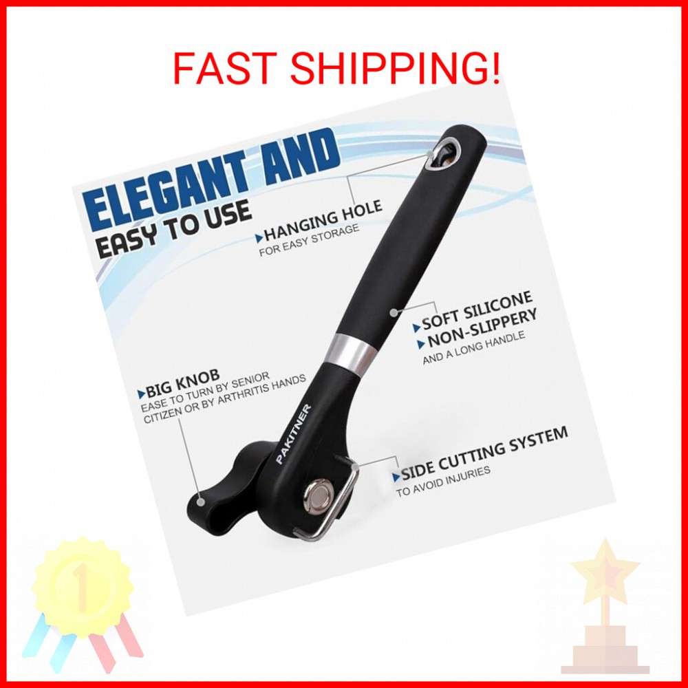 PAKITNER- Safe Cut Can Opener for Kitchen & Restaurant - handheld, Manual, Ergon