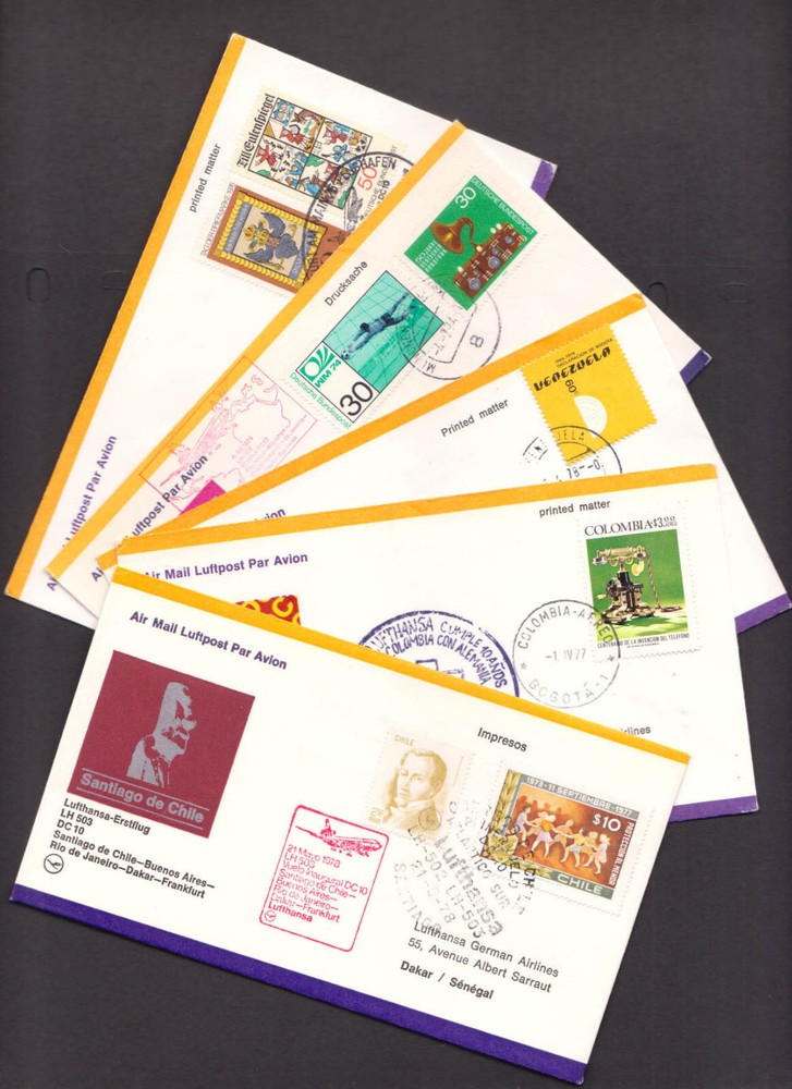 SELECTED LUFTHANSA AIRLINES FIRST FLIGHT COVER FROM DIFFERENT COUNTRIES - 10nos