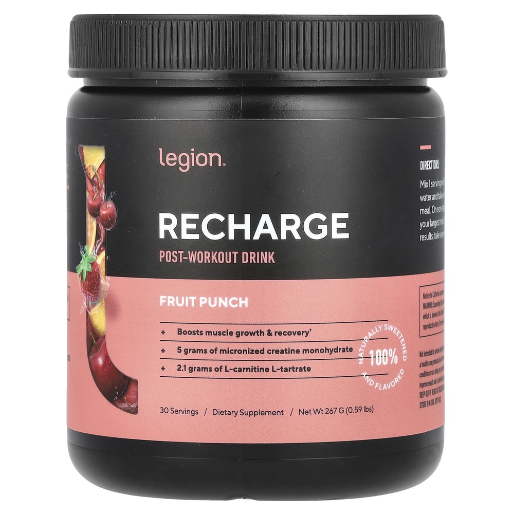 Recharge, Post-Workout Drink, Fruit Punch, 0.59 lbs (267 g)