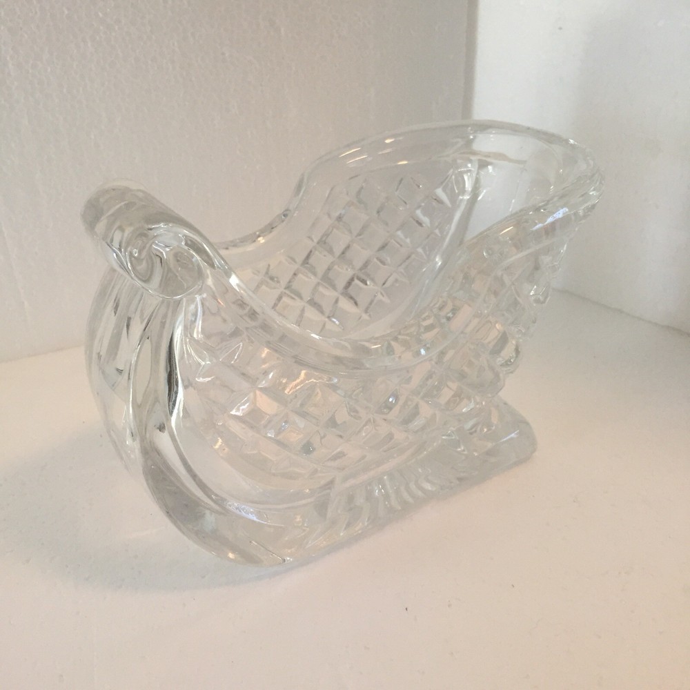 Heavy Lead Crystal Santa Sleigh Candy Dish