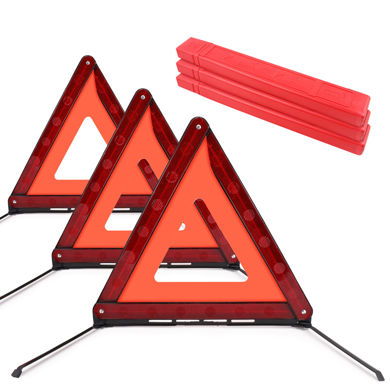 3X Car Emergency Warning Triangle Reflective Safety Roadside Kit DOT Approved